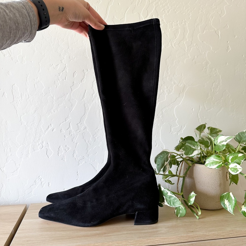 Reformation | Raven Stretch Suede Tall Knee-High Boot in Black size 9 - Picture 4 of 8
